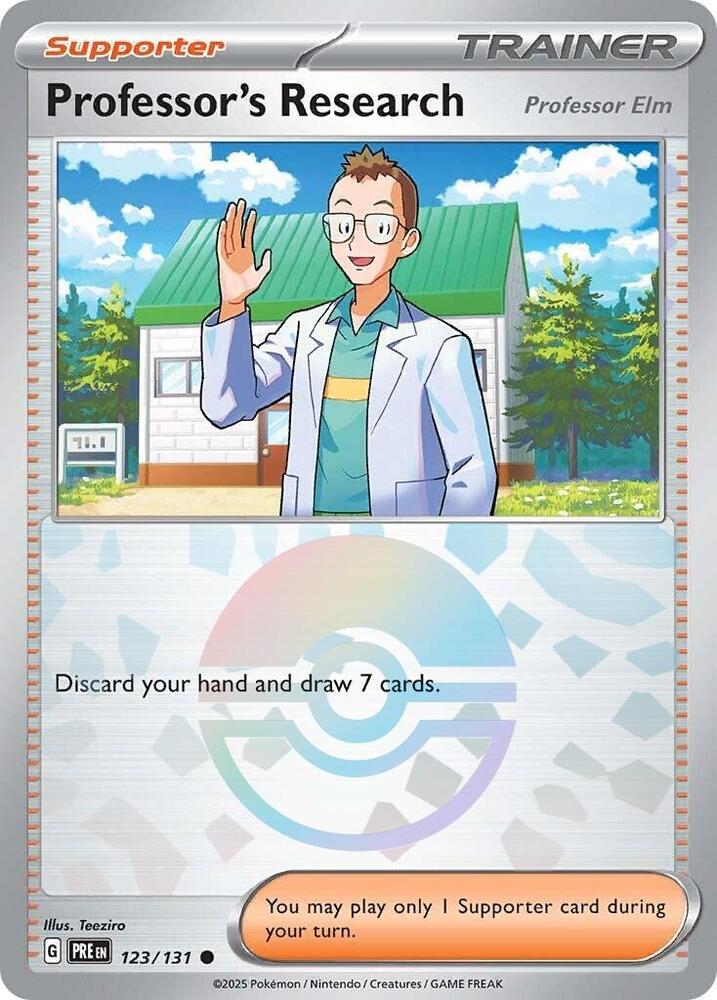 Professor's Research (123/131) (Professor Elm) (Poke Ball Pattern) [Scarlet & Violet: Prismatic Evolutions]