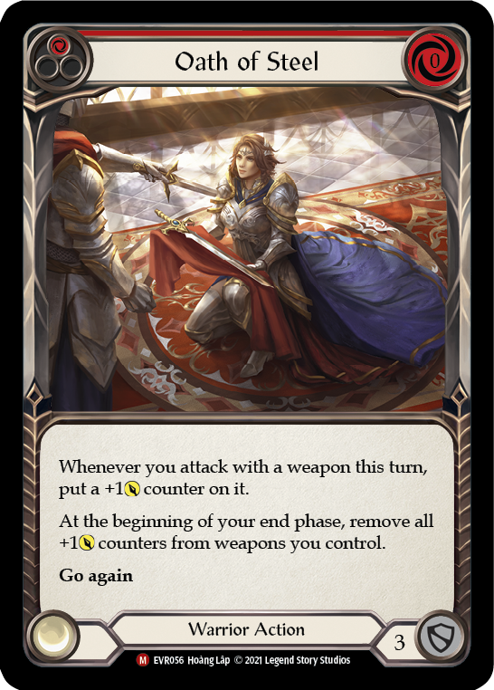 Oath of Steel (Red) [Everfest] 1st Edition Rainbow Foil