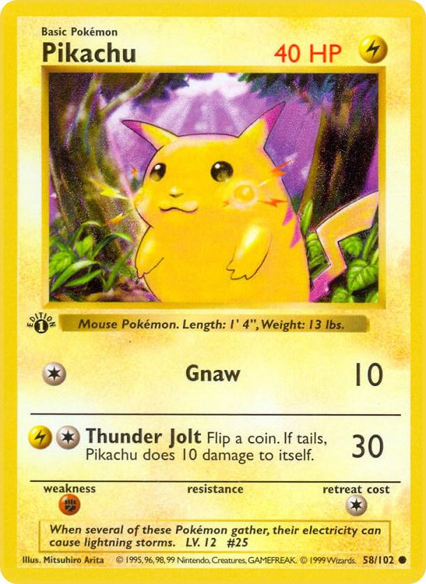 Pikachu (058/102) [Base Set Shadowless (1st Edition)]