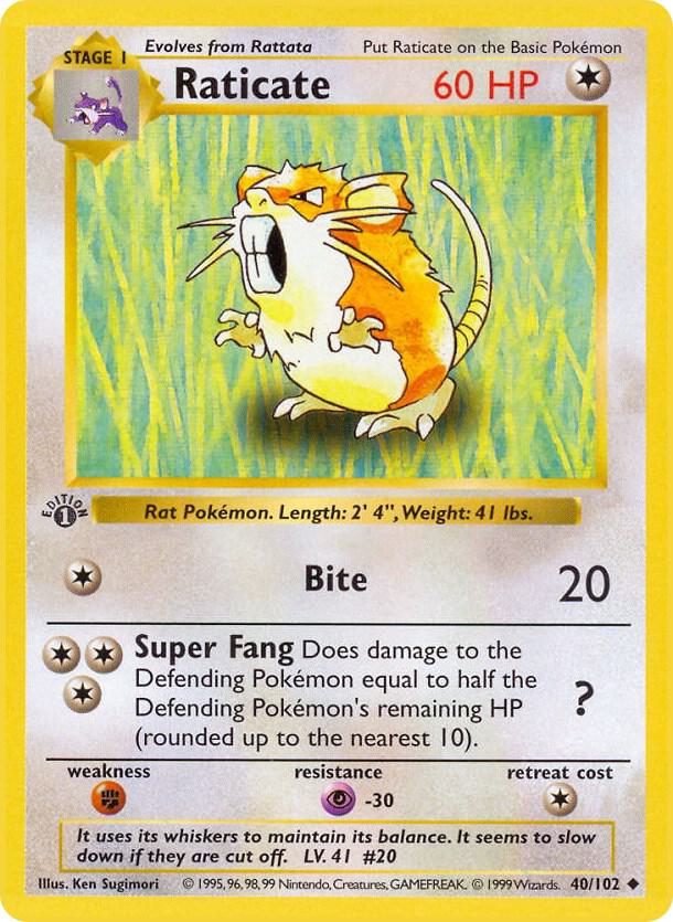 Raticate (040/102) [Base Set Shadowless (Unlimited)]
