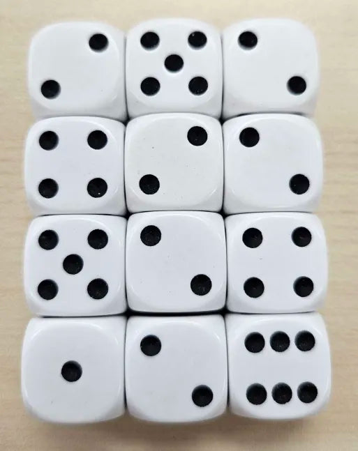 Dice White / Black 12D6 16mm