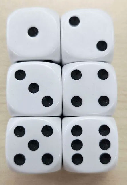 Dice White / Black 6D6 16mm
