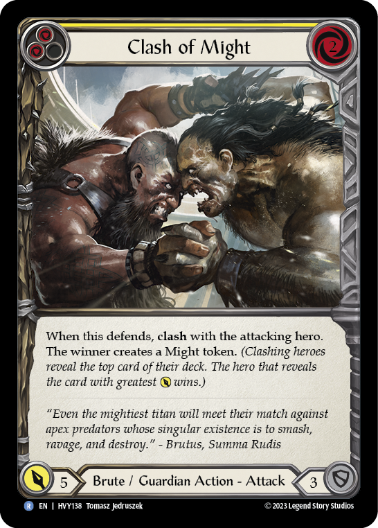 Clash of Might (Yellow) [Heavy Hitters] Rainbow Foil
