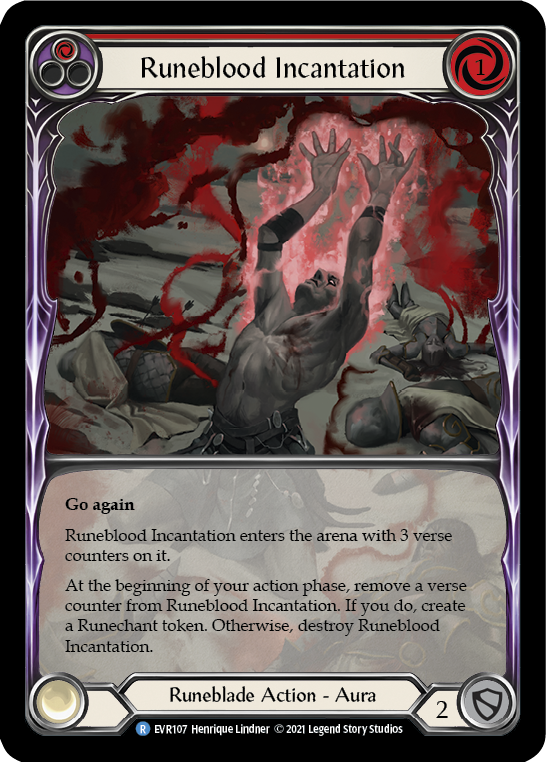 Runeblood Incantation (Red) [Everfest] 1st Edition Extended Art Rainbow Foil