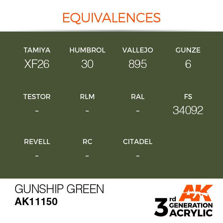 AK Interactive : Acrylique 3G Gunship Green 17 ml