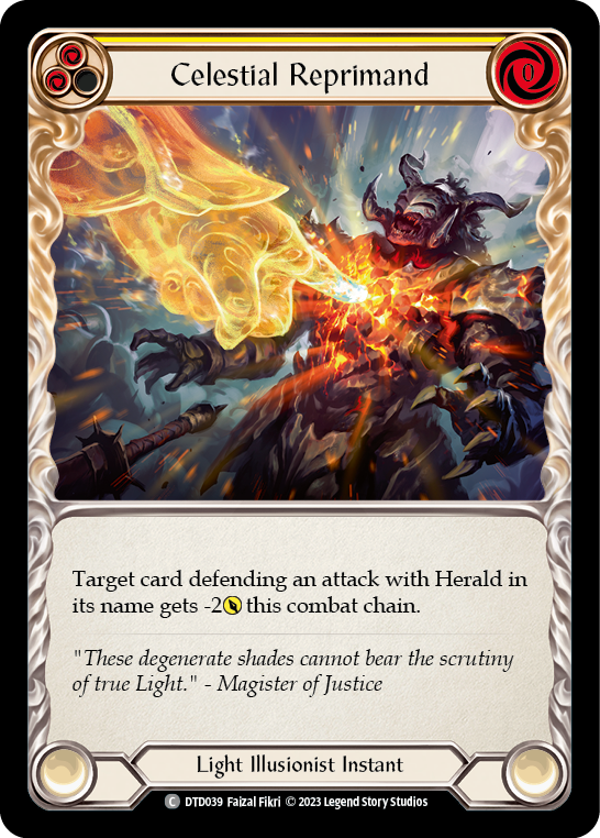 Celestial Reprimand (Yellow) [Dusk Till Dawn] Rainbow Foil