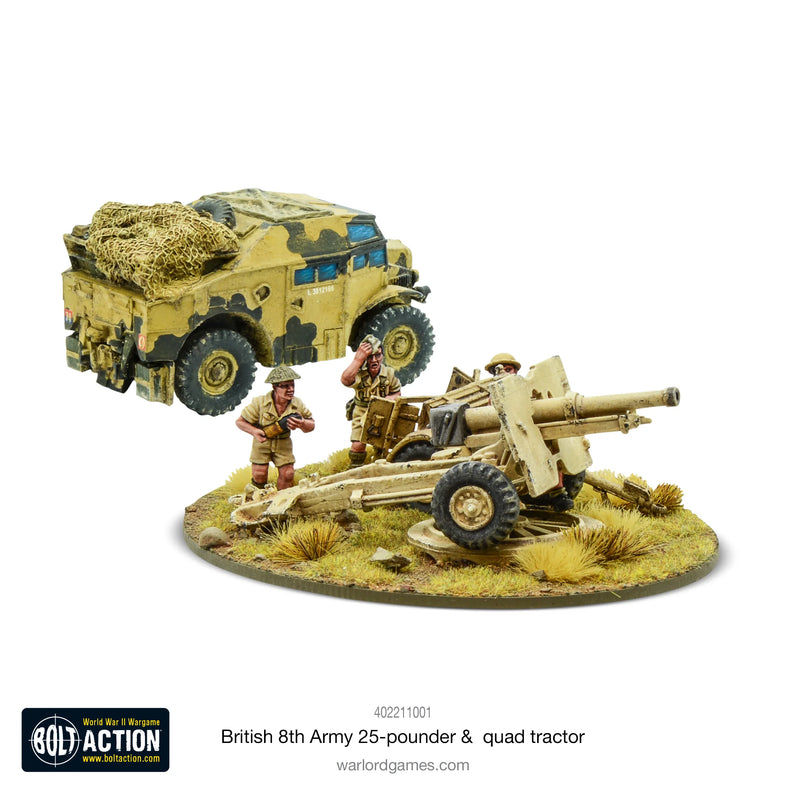 Bolt Action: Artillerie Légère de 25 Livres de la 8e Armée, Quadruple et Avant-Train (Anglais)