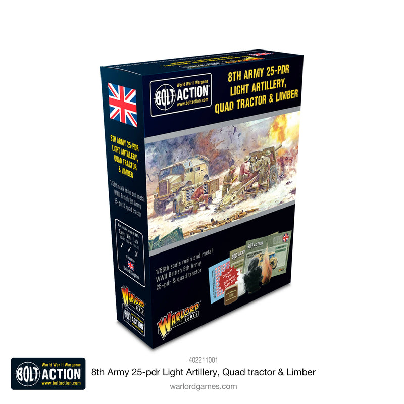 Bolt Action: Artillerie Légère de 25 Livres de la 8e Armée, Quadruple et Avant-Train (Anglais)