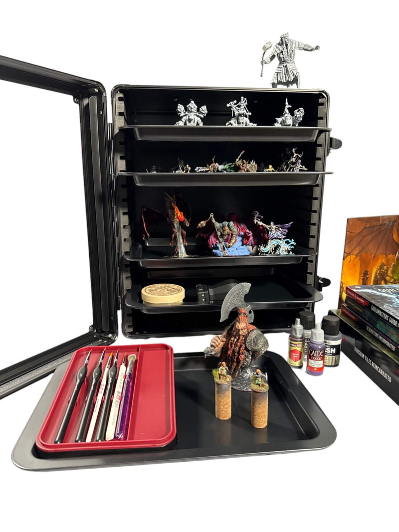 Evoretro Aluminum Miniatures Display & Carry Case with 5 Metal Trays