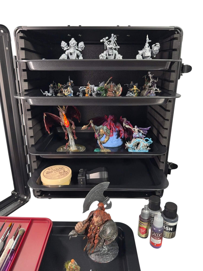 Evoretro Aluminum Miniatures Display & Carry Case with 5 Metal Trays