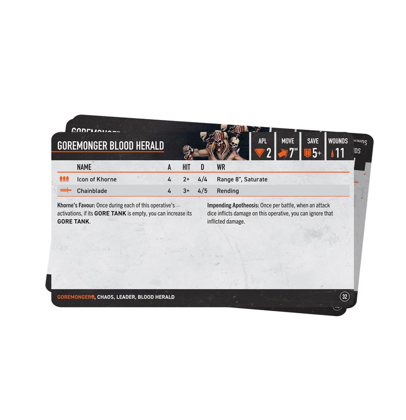 Kill Team: Goremongers – Datacards (Anglais)