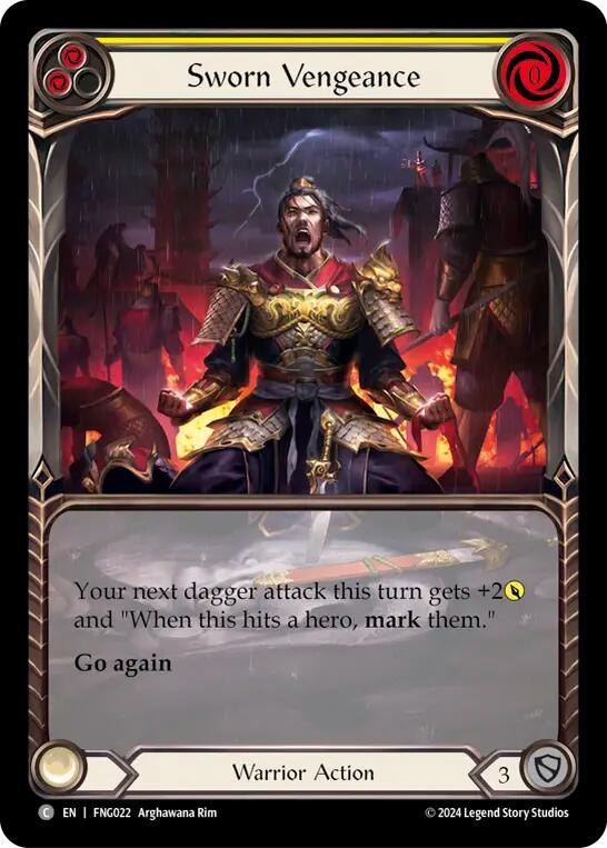 Sworn Vengeance (Yellow) (Extended Art) [The Hunted] (Fang Blitz Deck)