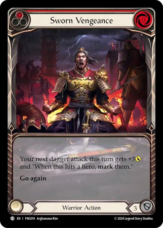 Sworn Vengeance (Red) (Extended Art) [The Hunted] (Fang Blitz Deck)
