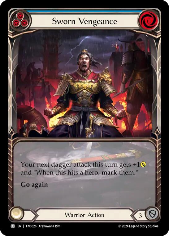 Sworn Vengeance (Blue) (Extended Art) [The Hunted] (Fang Blitz Deck)