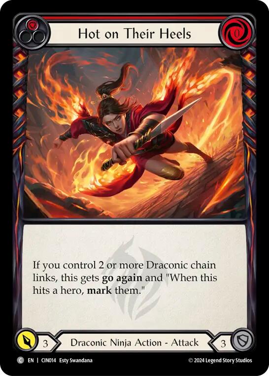 Hot on Their Heels (Red) [The Hunted] (Cindra Blitz Deck)
