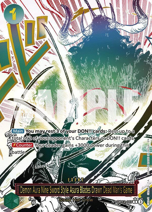 Demon Aura Nine Sword Style Asura Blades Drawn Dead Man's Game (Alternate Art) (OP12-037) [Legacy of the Master]