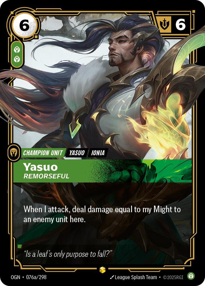 Yasuo - Remorseful (Alternate Art) (076a/298) [Origins]