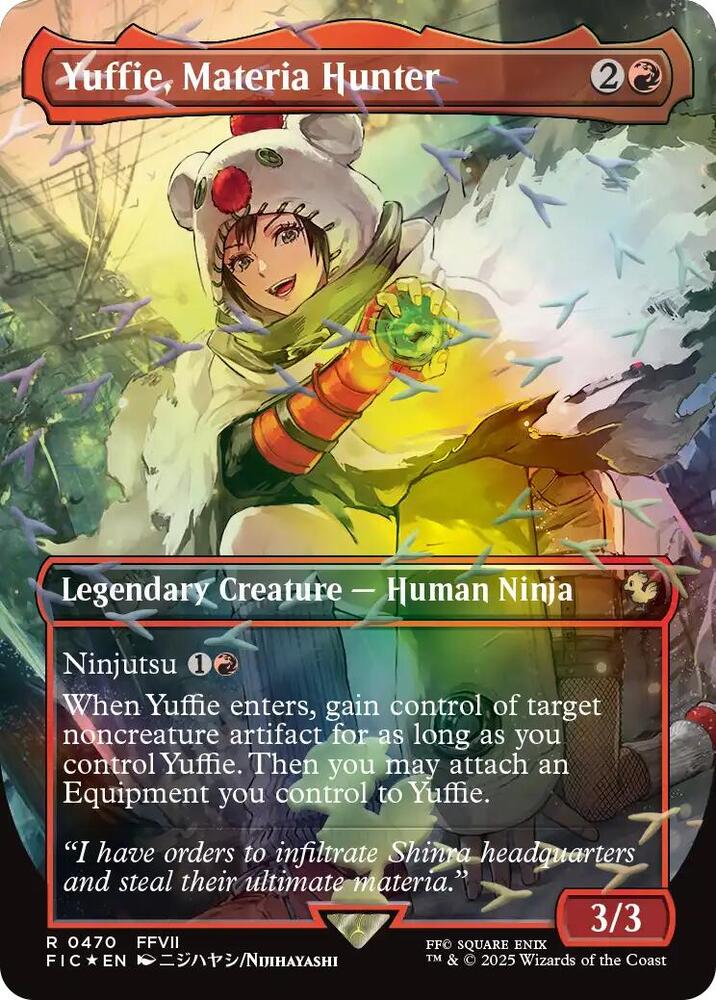 Yuffie, Materia Hunter (Borderless) (Chocobo Track Foil) (470) [Final Fantasy Commander]