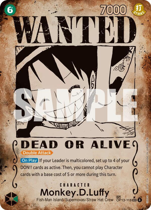 Monkey.D.Luffy (118) (Wanted Poster) (OP13-118) [Carrying On His Will]