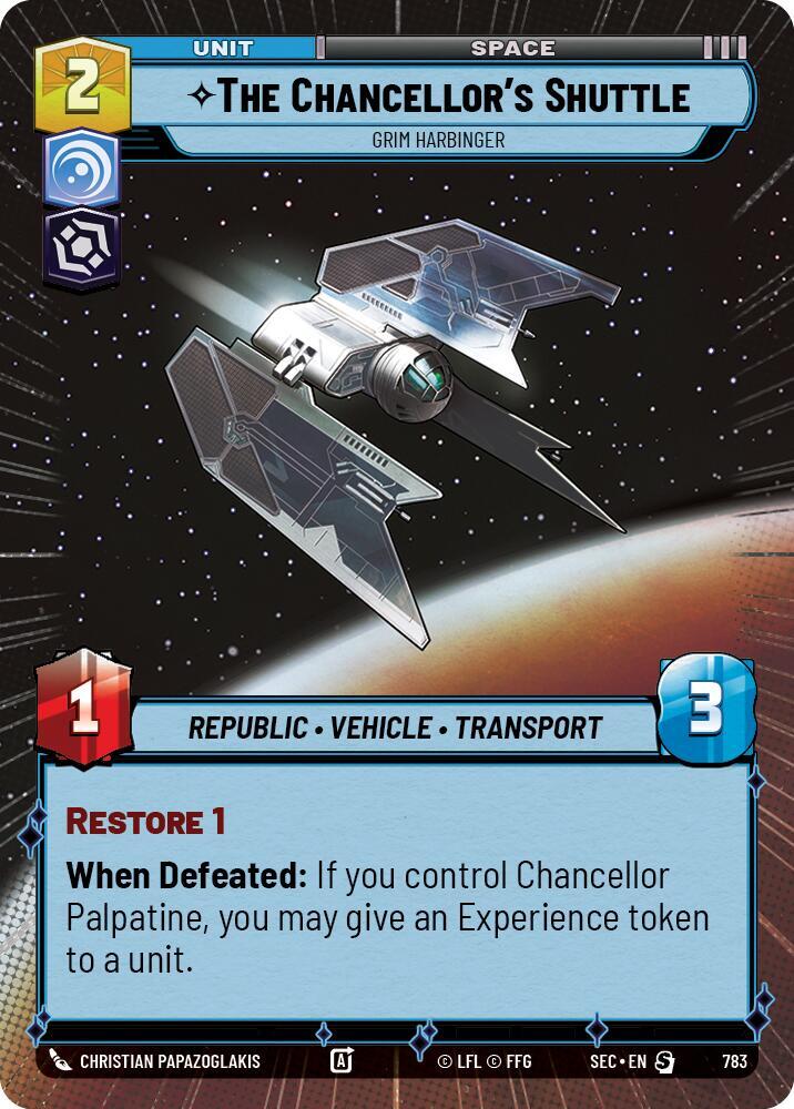 The Chancellor's Shuttle - Grim Harbinger (Hyperspace Foil) (783) [Secrets of Power]