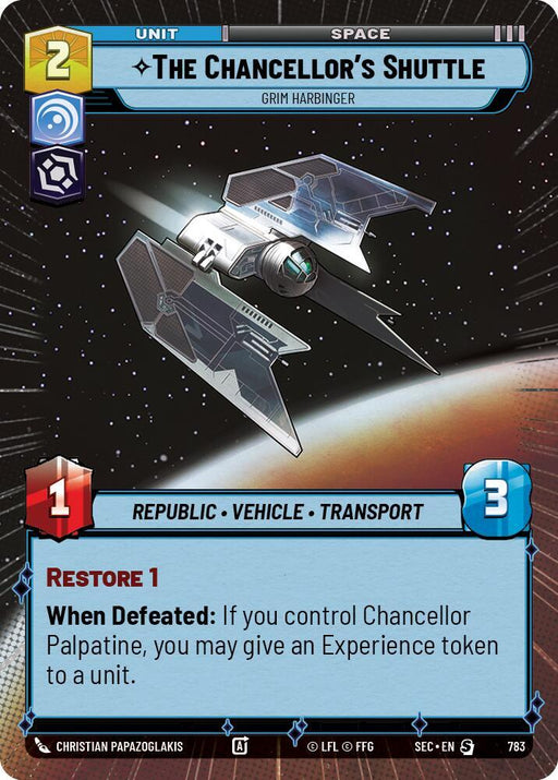 The Chancellor's Shuttle - Grim Harbinger (Hyperspace Foil) (783) [Secrets of Power]