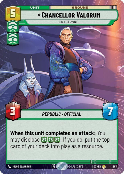 Chancellor Valorum - Civil Servant (Hyperspace Foil) (863) [Secrets of Power]