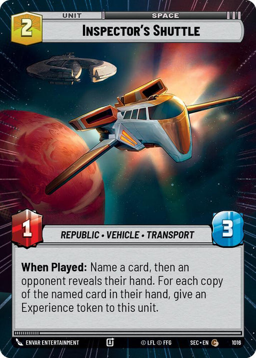 Inspector's Shuttle (Hyperspace Foil) (1016) [Secrets of Power]