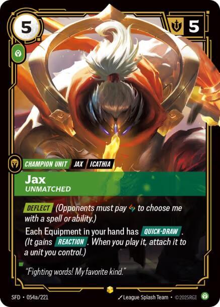 Jax - Unmatched (Alternate Art) (054a/221) [Spiritforged]