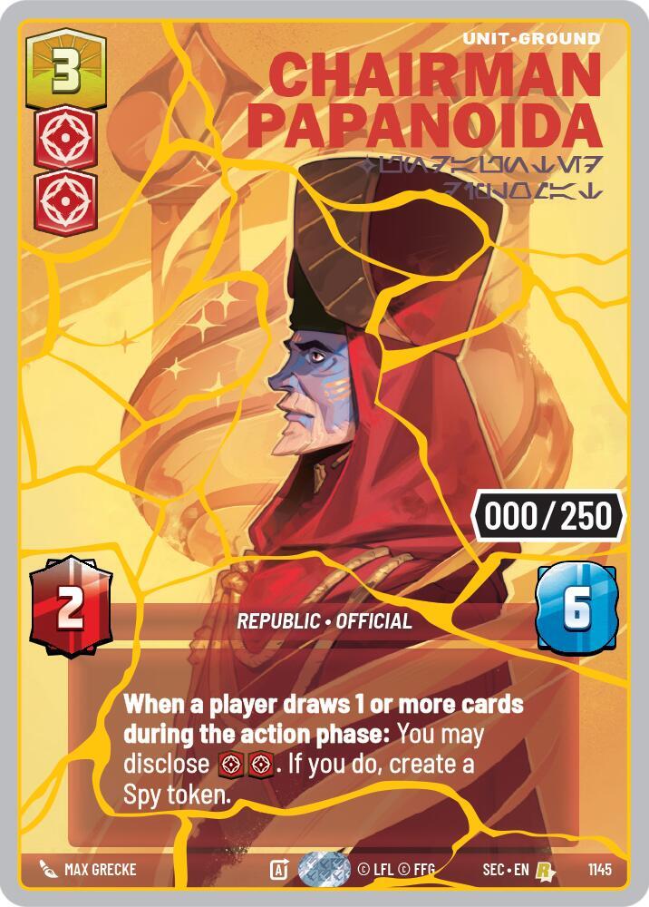 Chairman Papanoida - Undaunted Diplomat (Serialized) (Gold) (1145) [Secrets of Power]