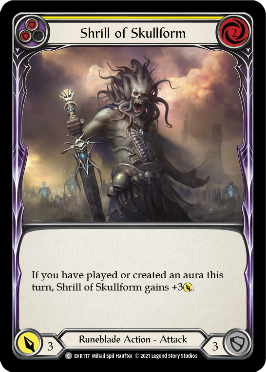 Shrill of Skullform (Yellow) [Everfest] 1st Edition Rainbow Foil