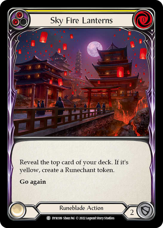 Sky Fire Lanterns (Yellow) [Dynasty] Rainbow Foil