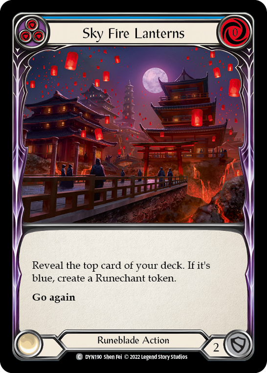 Sky Fire Lanterns (Blue) [Dynasty] Rainbow Foil