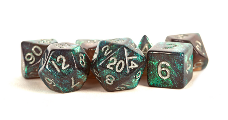 FanRoll: Acrylic 7 Dice Set Stardust Gray Silver 16mm