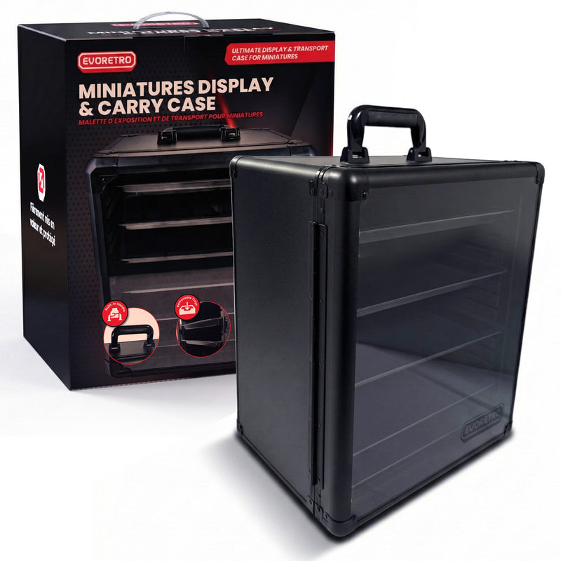 Evoretro Aluminum Miniatures Display & Carry Case with 5 Metal Trays