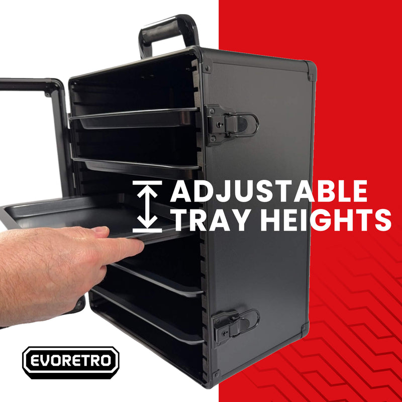 Evoretro Aluminum Miniatures Display & Carry Case with 5 Metal Trays