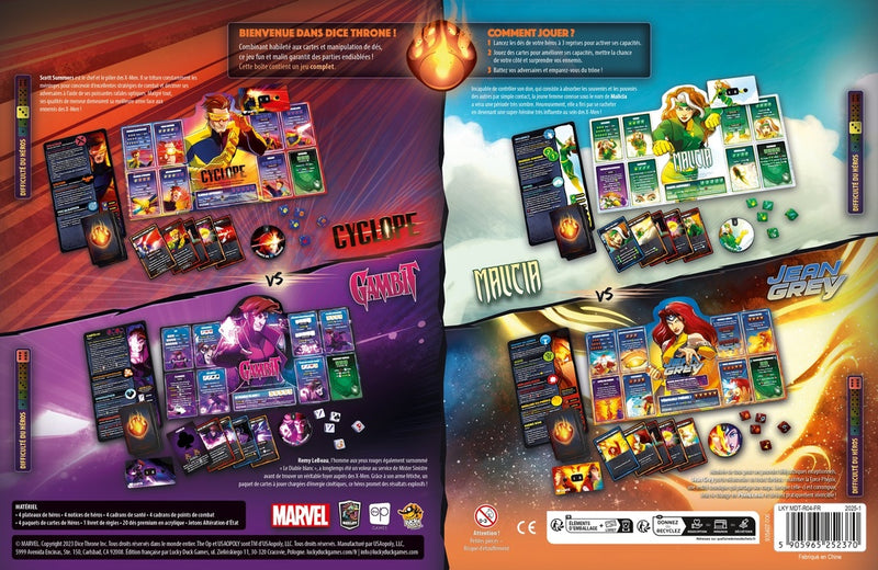 Marvel Dice Throne - Cyclops vs Gambit vs Rogue vs Jean Grey (FR)