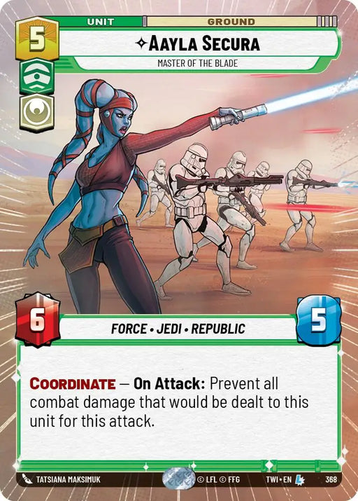 Aayla Secura - Master of the Blade (Hyperspace) (368) [Twilight of the Republic] - Star Wars: Unlimited Single