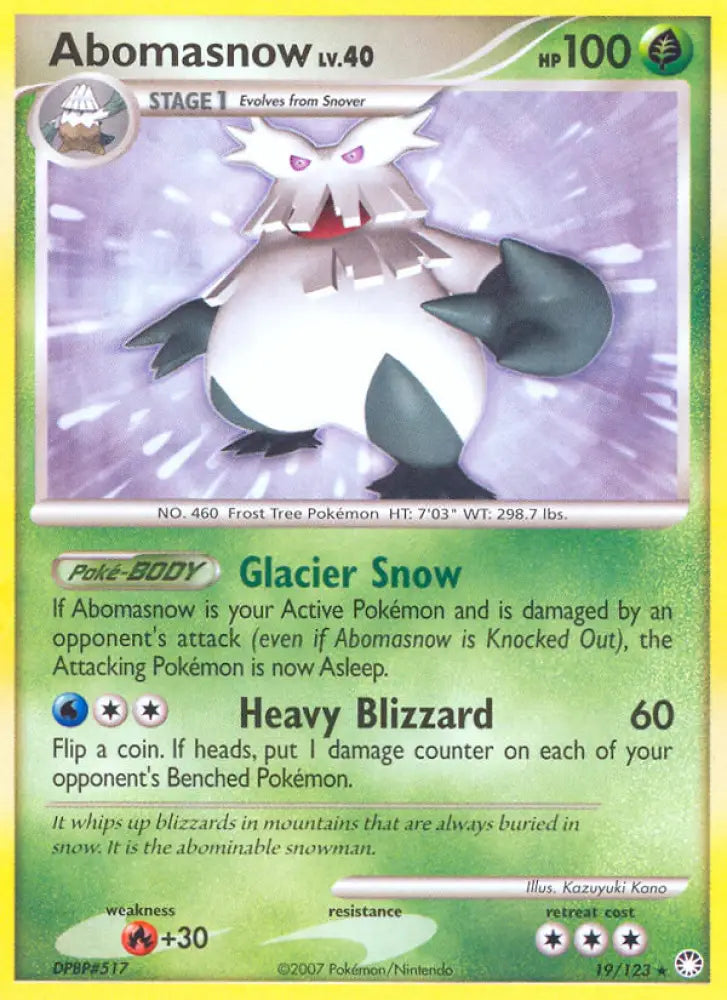 Abomasnow (19/123) [Diamond & Pearl: Mysterious Treasures] - Pokemon Single