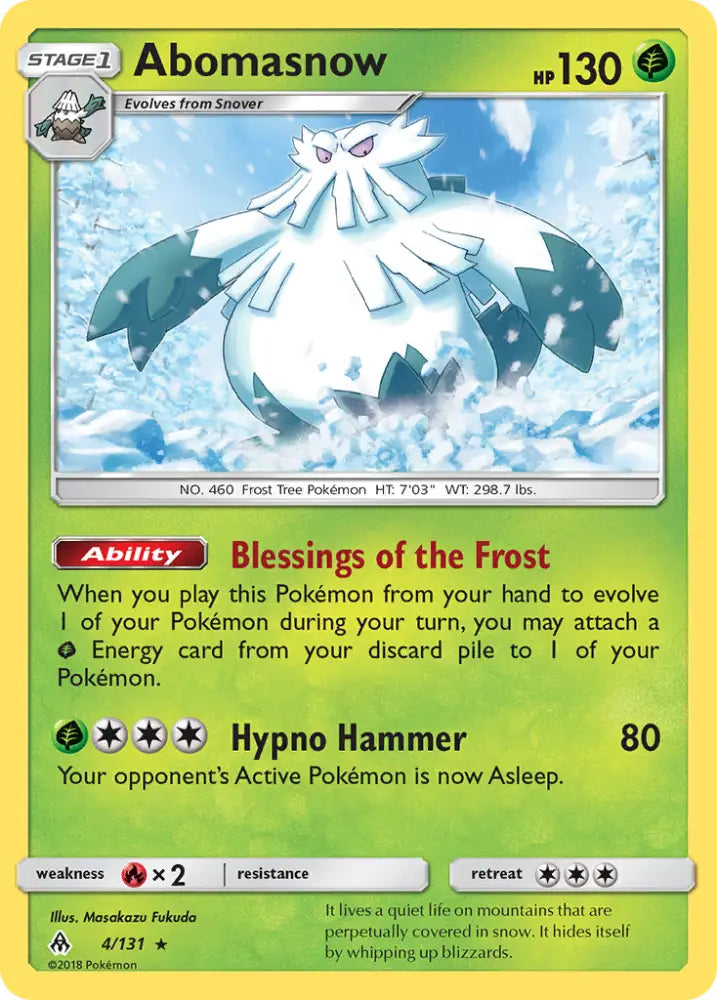 Abomasnow (4/131) [Sun & Moon: Forbidden Light] - Pokemon Single