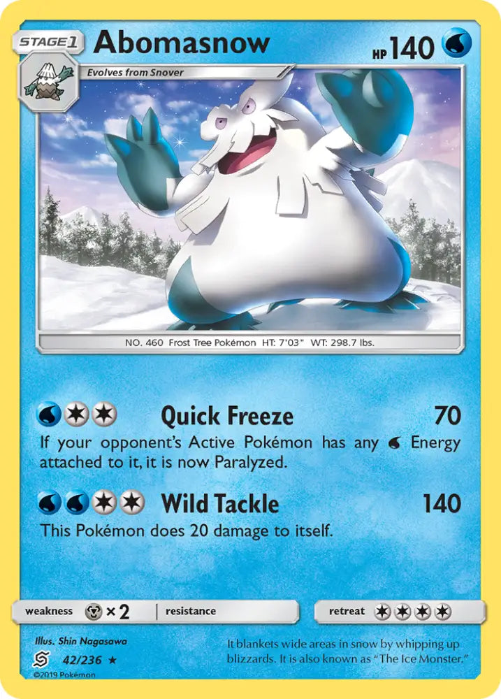 Abomasnow (42/236) [Sun & Moon: Unified Minds] - Pokemon Single