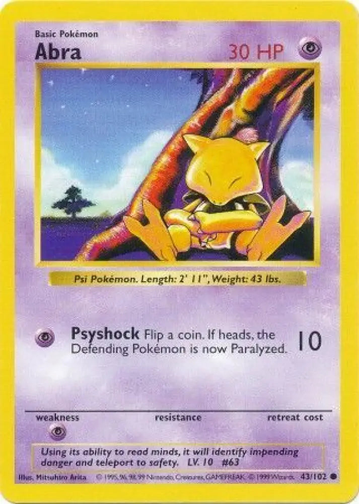 Abra (43/102) [Base Set Shadowless Unlimited] - Pokemon Single