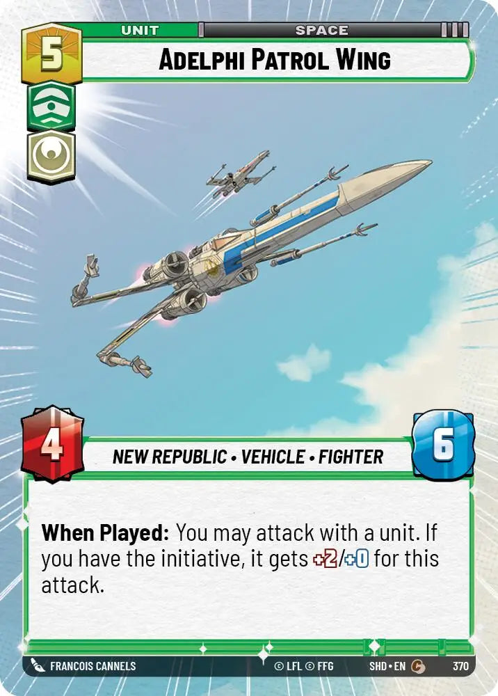 Adelphi Patrol Wing (Hyperspace) (370) [Shadows of the Galaxy] - Star Wars: Unlimited Single