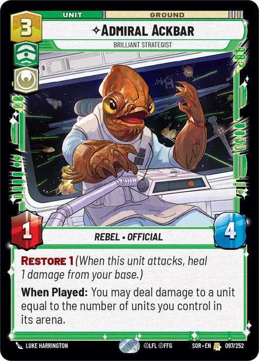 Admiral Ackbar - Brilliant Strategist (097/252) [Spark of Rebellion] - Star Wars: Unlimited Single