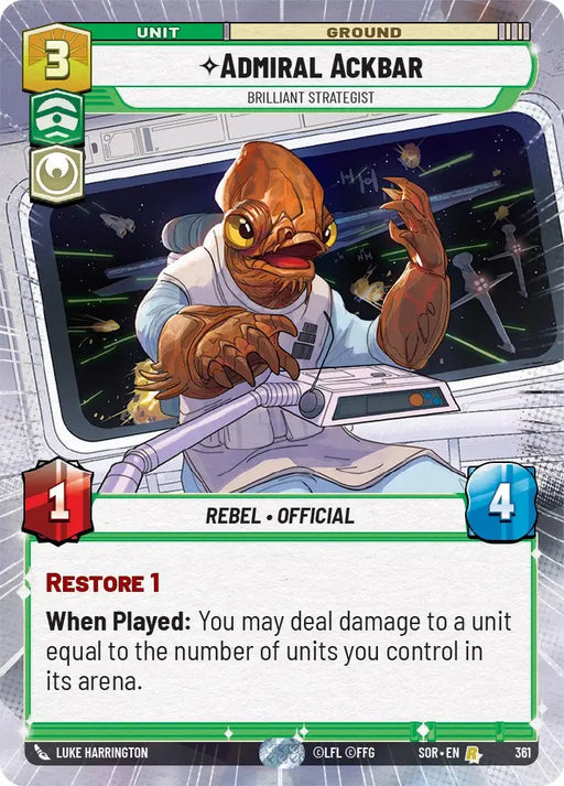 Admiral Ackbar - Brilliant Strategist (Hyperspace) (361) [Spark of Rebellion] - Star Wars: Unlimited Single