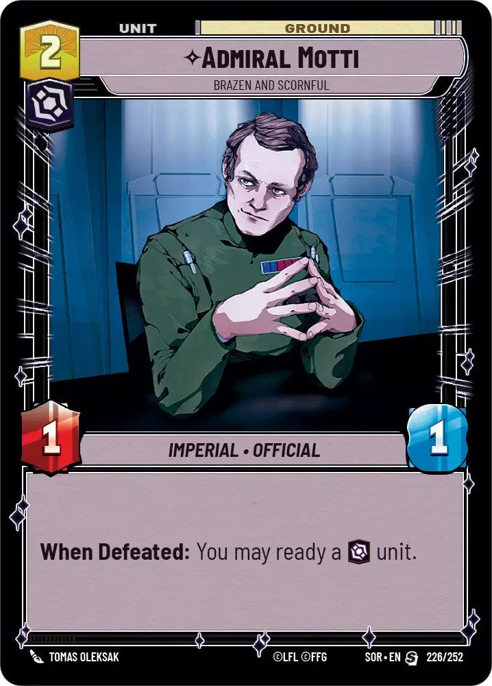 Admiral Motti - Brazen and Scornful (226/252) [Spark of Rebellion] - Star Wars: Unlimited Single
