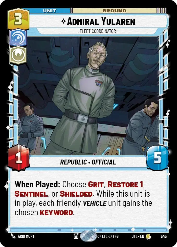 Admiral Yularen - Fleet Coordinator (Foil) (545) [Jump to Lightspeed] - Star Wars: Unlimited Single