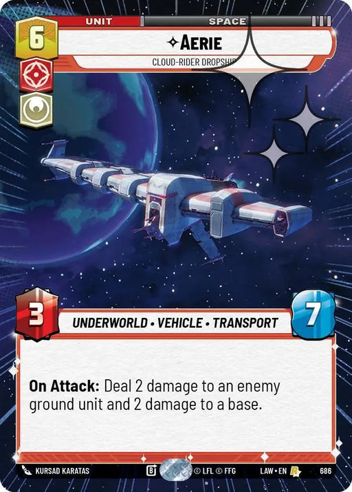 Aerie - Cloud-Rider Dropship (Hyperspace Foil) (686) [A Lawless Time]