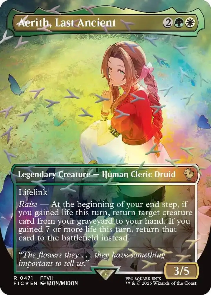Aerith, Last Ancient (Borderless) (Chocobo Track Foil) (471) [Final Fantasy Commander]
