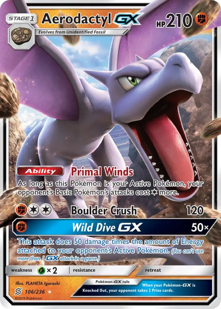 Aerodactyl GX (106/236) [Sun & Moon: Unified Minds] - Pokemon Single