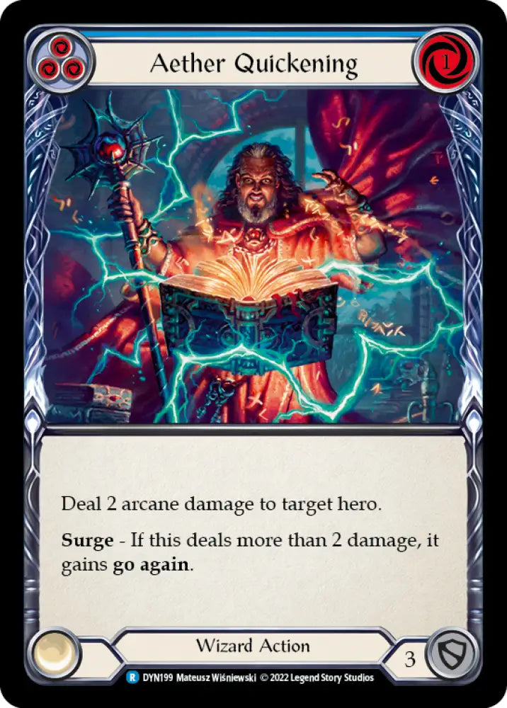 Aether Quickening (Blue) [Dynasty] Rainbow Foil - Flesh And Blood Single